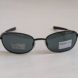 NWT Vintage 90's Rectangle Metal Sports Polarized Sunglasses (M. Black)